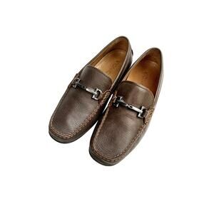 Vionic Mason Brown Bit Loafers Matte Leather Horsebit Slip-On Dress Comfy Shoe